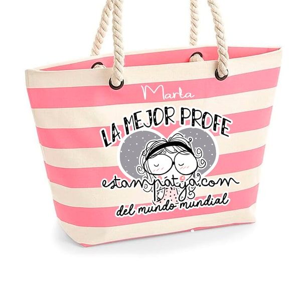BOLSA-LA-MEJOR-PROFE-DEL-MUNDO-RAYAS-ROSAS-5.JPG Bolsa La Mejor Profe Del Mundo