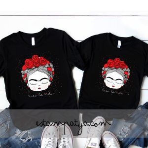 CAMISETAS MAMÁ E HIJA FRIDA Camisetas Frida Viva La Vida Negras 5