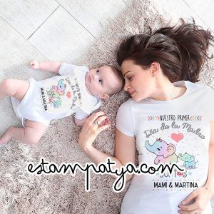 CAMISETAS MAMÁ "NUESTRO PRIMER DÍA DE LA MADRE ELEFANTES" Camisetas Mamá Nuestro Primer Día De La Madre Elefantes