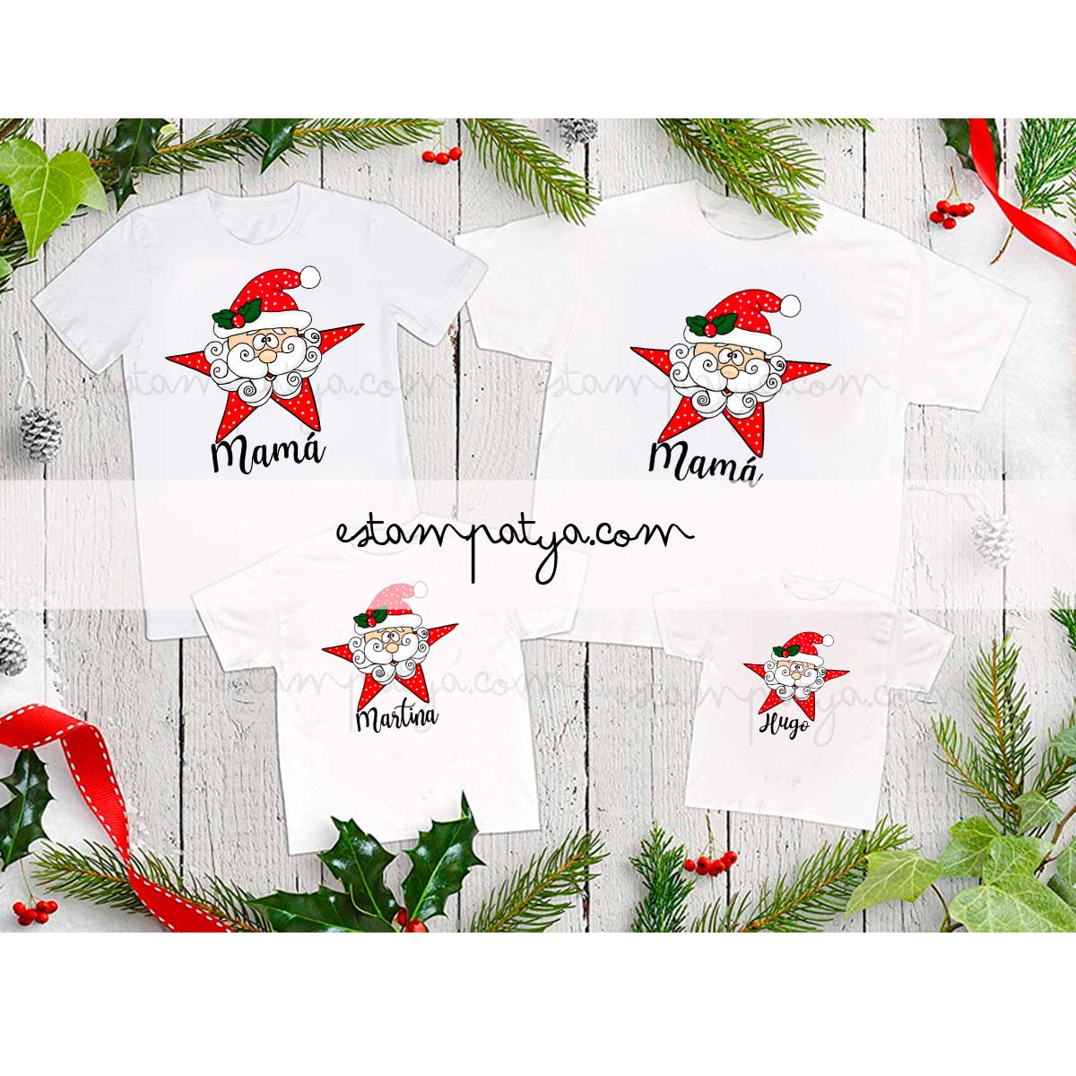 CAMISETAS-NAVIDAD-PAPA-NOEL-ESTRELLA-5.JPG Camisetas Navidad Papa Noel Estrella 5