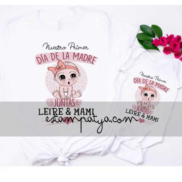 CAMISETAS-NUESTRO-PRIMER-DIA-DE-LA-MADRE-JUNTAS-5.JPG Camisetas Nuestro Primer Día De La Madre Diseño Rosa Con Dibujo