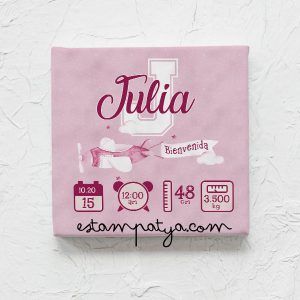 LIENZO PERSONALIZADO NATALICIO AVIÓN Lienzo Personalizado Natalicio Avion Rosa 5