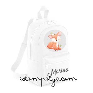 MOCHILA MINI PERSONALIZADAS CIERVO Mochila Mini Personalizada Ciervo Blanca