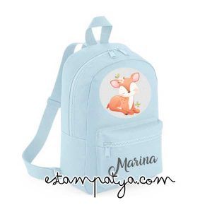 MOCHILA MINI PERSONALIZADAS CIERVO Mochila Mini Personalizada Ciervo Celeste