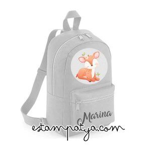 MOCHILA MINI PERSONALIZADAS CIERVO Mochila Mini Personalizada Ciervo Gris