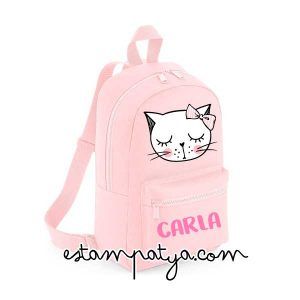INICIO Mochila Mini Personalizada Gatita Lazo Color Rosa 5