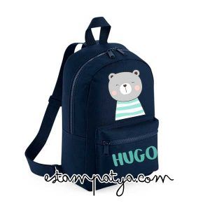 INICIO Mochila Mini Personalizada Osito Rayas Color Azulmarina 5