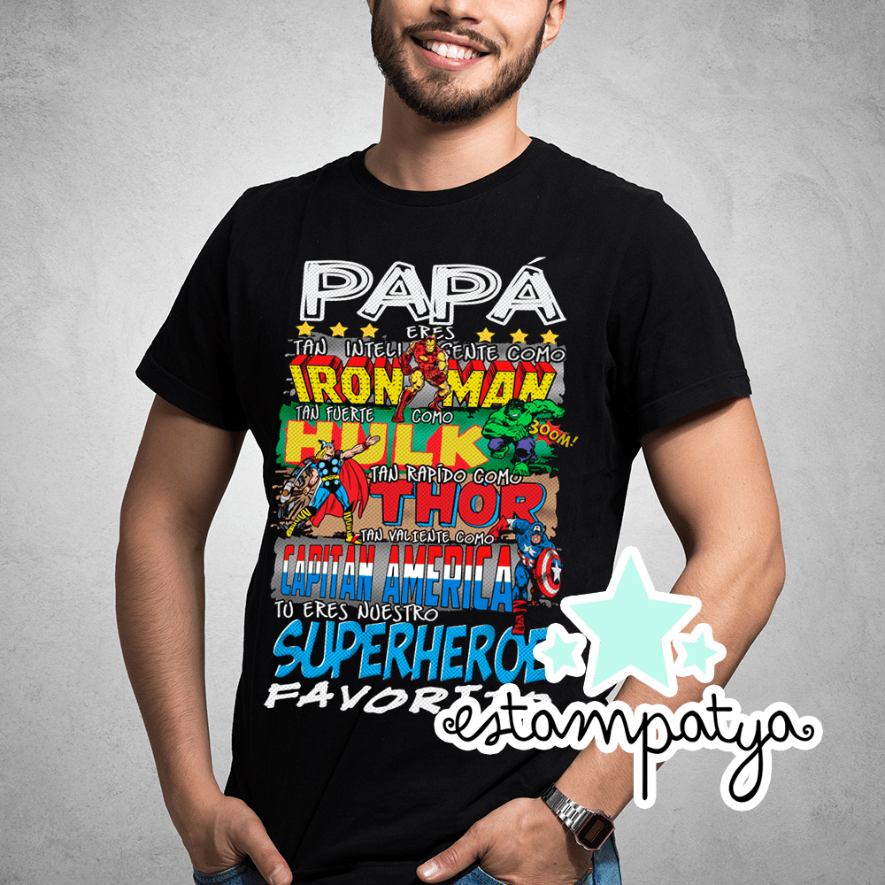 Camiseta Papa Superheroe Vintage