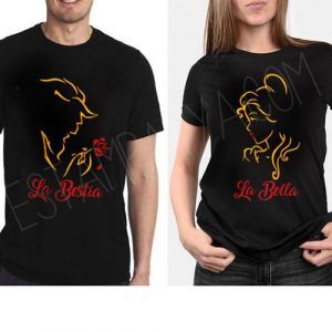 CAMISETAS SAN VALENTÍN LA BELLA Y LA BESTIA NEW Camisetas De Pareja La Bella Y La Bestia 5