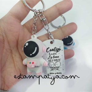 PACK LLAVEROS CONTIGO HASTA LA LUNA IDA Y VUELTA PERSONALIZADOS Llavero Contigo Hasta La Luna Rosa 5
