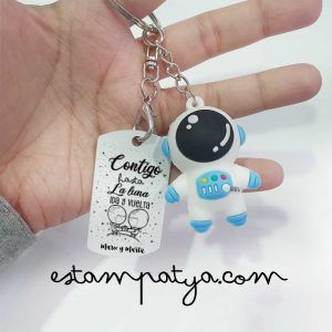 PACK LLAVEROS CONTIGO HASTA LA LUNA IDA Y VUELTA PERSONALIZADOS Llaveros Contigo Hasta La Luna Azul 5