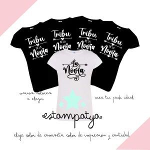 CAMISETA DESPEDIDA DE SOLTERA "LA TRIBU DE LA NOVIA" Camisetas La Tribu De La Novia Negras