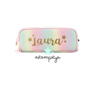 Estuche cole arcoiris personalizado con el nombre