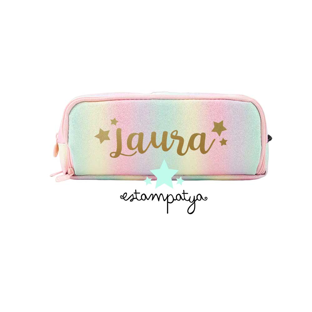 ESTUCHE-PERSONALIZADO-ARCOIRIS-CON-NOMBRE Estuche Cole Arcoiris Personalizado Con El Nombre