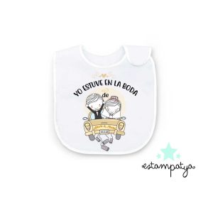 BABERO YO ESTUVE EN LA BODA Babero Yo Estuve En La Boda Personalizado Vivo Blanco