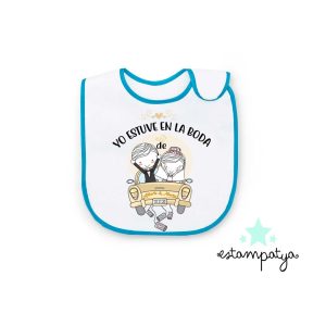 BABERO YO ESTUVE EN LA BODA Babero Yo Estuve En La Boda Personalizado Vivo Azul