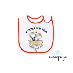 BABERO YO ESTUVE EN LA BODA Babero Yo Estuve En La Boda Personalizado Vivo Rojo
